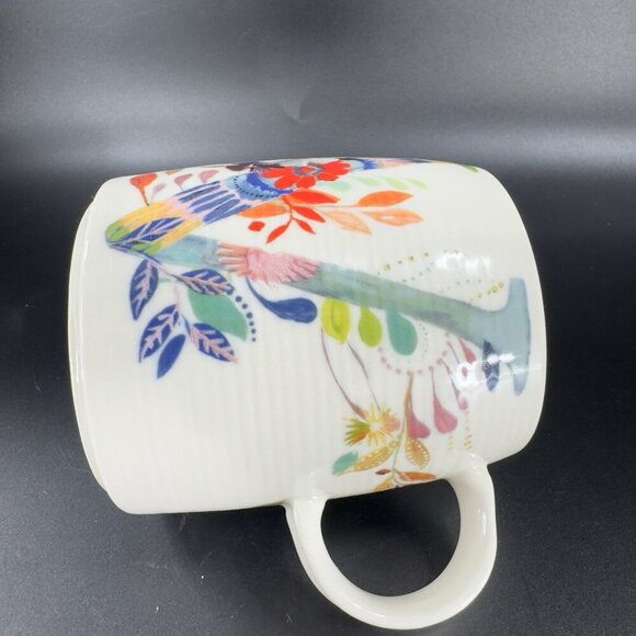Anthropologie Starla M Halfmann Monogram Letter V Petal Palette Coffee Mug Cup - Picture 7 of 12